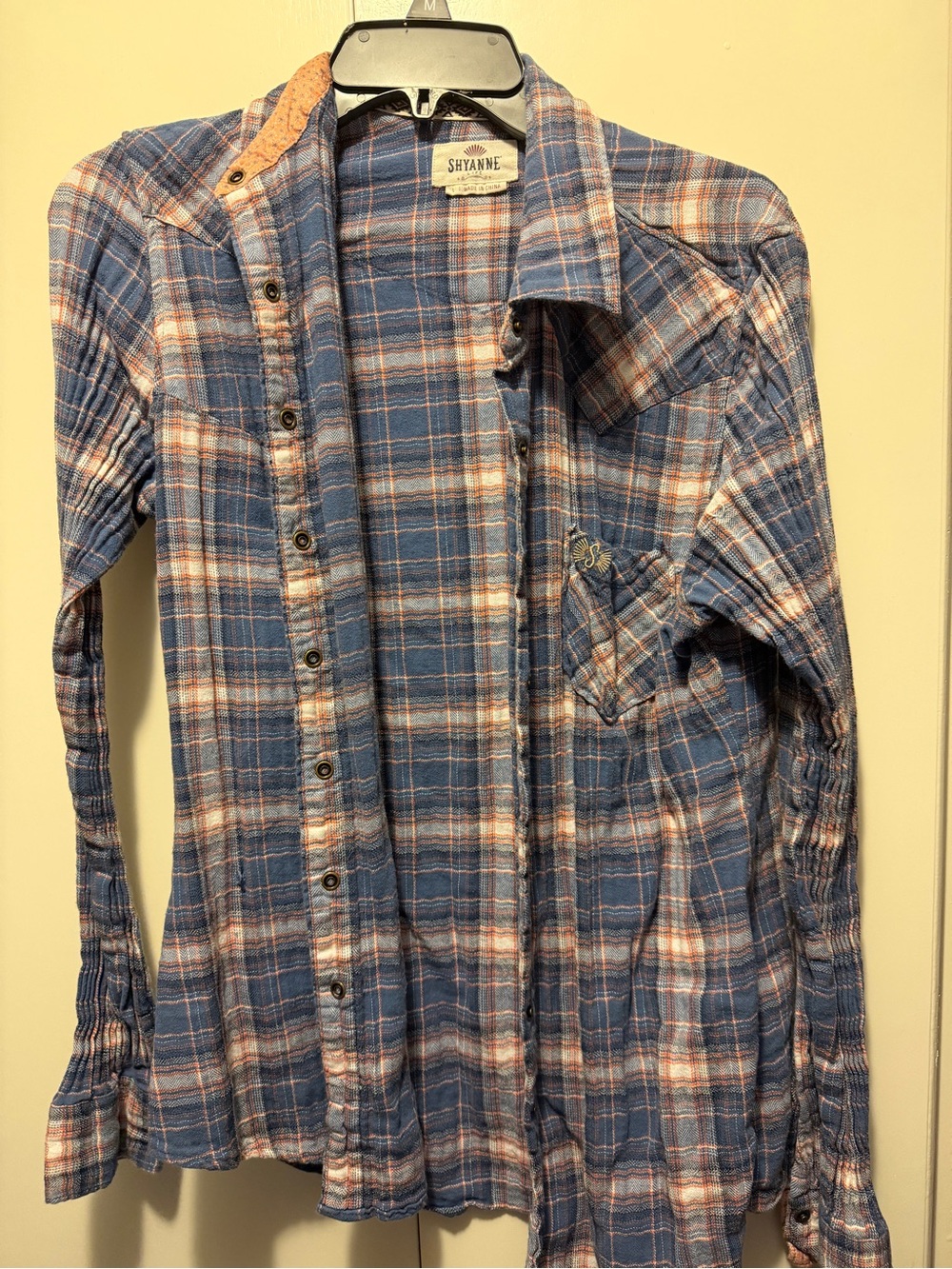 Shyanne Navy and Orange Plaid Button-Up Shirt